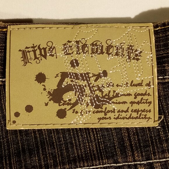 FIVE ELEMENTZ JEANS  34 x 30  Baggy  Blue/Gold Denim  Skater  Pkt Stitch Y2K EUC - Picture 4 of 12